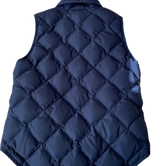 J Crew 60% Down navy blue vest size small. Puffer w Pockets Button Snap‎ Closure - Picture 3 of 8